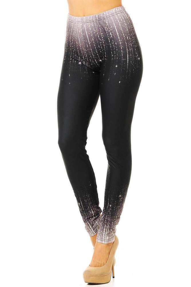 Creamy Soft Sparkle Contour Leggings - Multi-Size Black L/XL