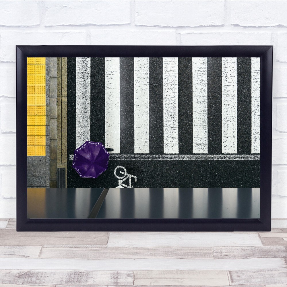 Vibrant Purple Umbrella Bike Path Wall Art Print
