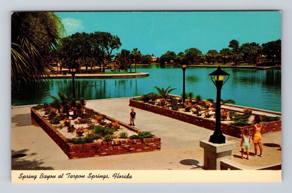 Tarpon Springs FL-Florida, Spring Bayou, Antique, Vintage Souvenir Postcard