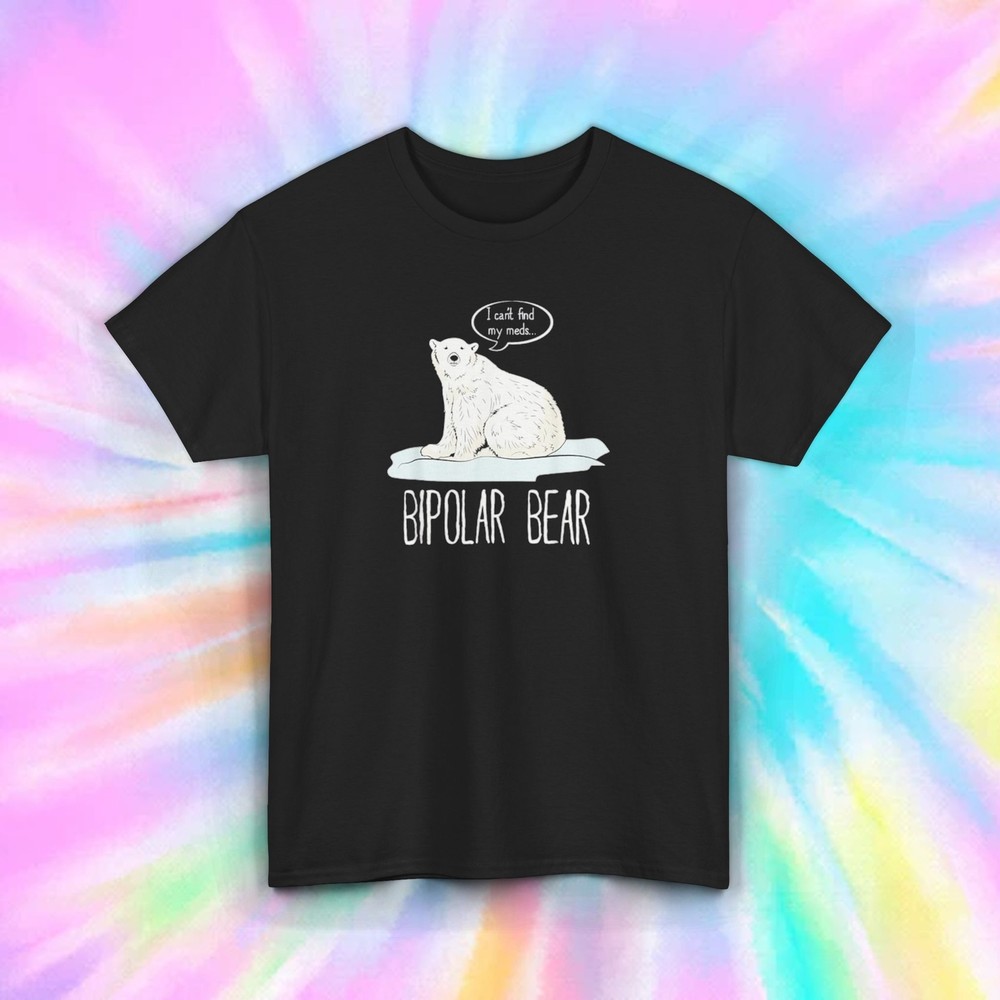 Bipolar Bear Shirt Funny Mental Health Awareness Polar Bear Graphic Tee Sizes S-5XL