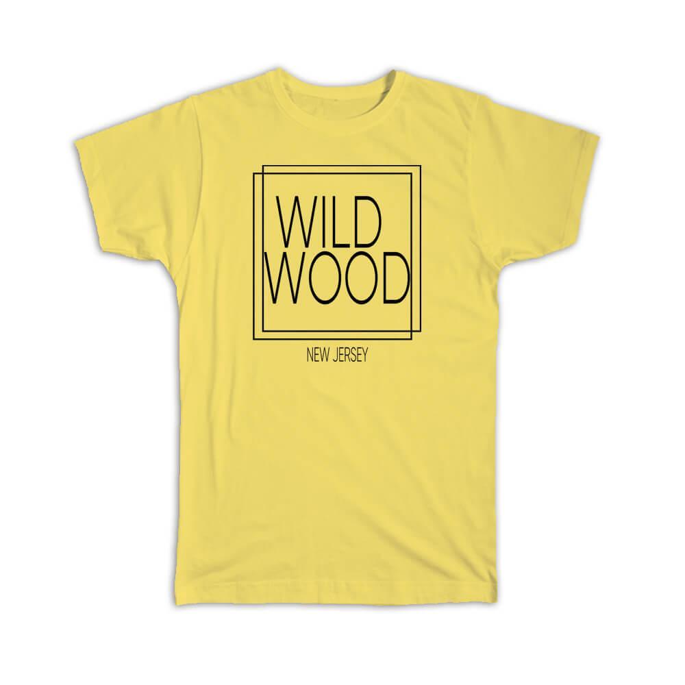 Gift T-Shirt : WILDWOOD New Jersey Square Modern Minimalist Font