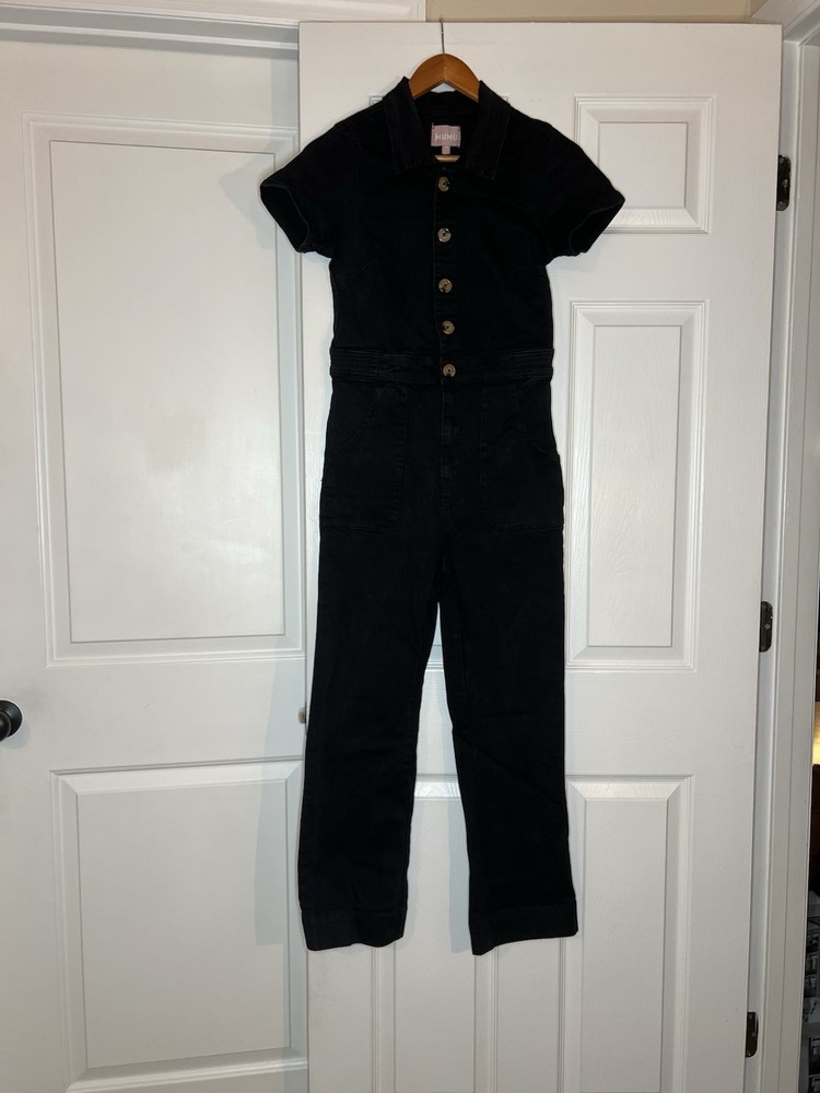Show Me Your Mumu Women's Everhart Black Denim Jumpsuit Women M Short Sleeve