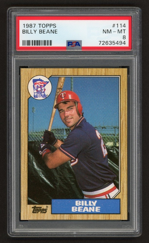 1987 Topps Billy Beane Rookie Rc Moneyball Twins Psa 8 Near Mint-Mint