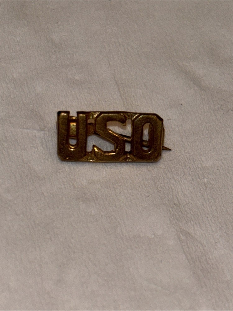 USO United Service Organization Lapel Pin Button Vintage Distressed WWII