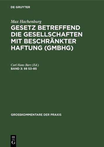 §§ 53-85 (Hardback) Großkommentare Der Praxis