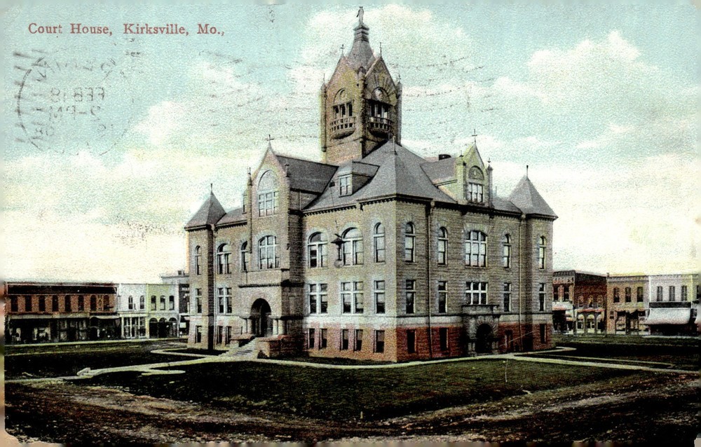 1908 Adair County Court House Kirksville Missouri Hand-Colored Litho Postcard