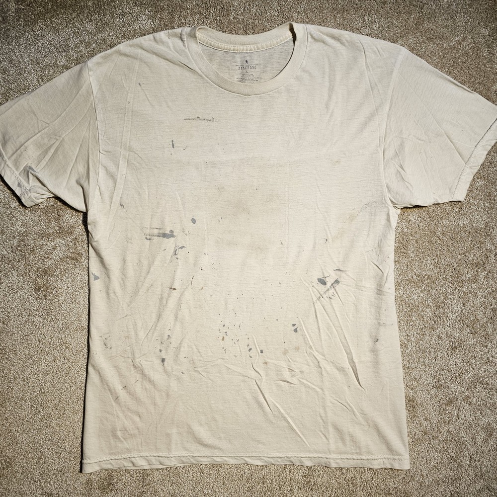 Vtg Y2k Painted Worn Thin Thrashed Mens 2XL T-Shirt Punk Sleeze White Blank Emo