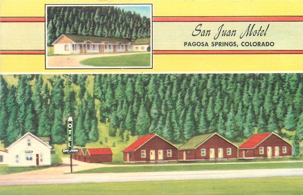 1940s Pagosa Springs Colorado San Juan Motel occupation Lynx Postcard 26-3087