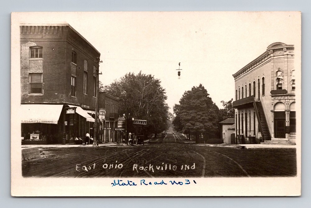 RPPC-Rockville IN-Indiana East Ohio State Road No 31 Drugstore, Vintage Postcard