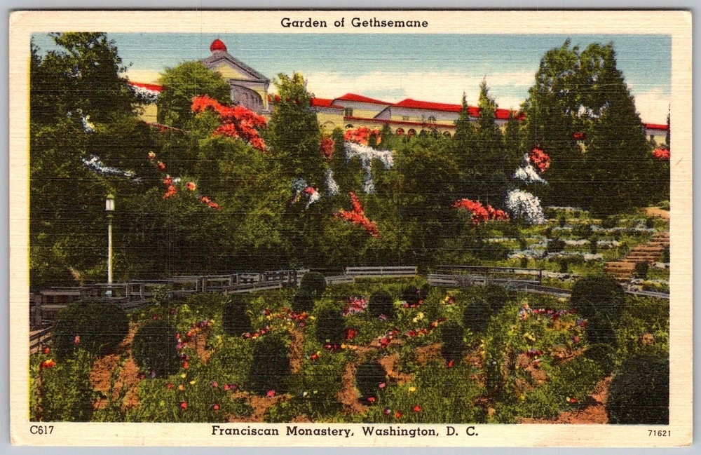 Vtg Linen Postcard Garden Of Gethsemane Washington, D.C 1950s