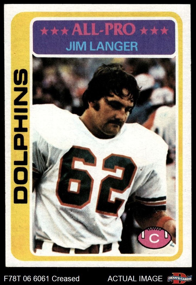1978 Topps #70 Jim Langer Dolphins HOF South Dakota St 3 - VG