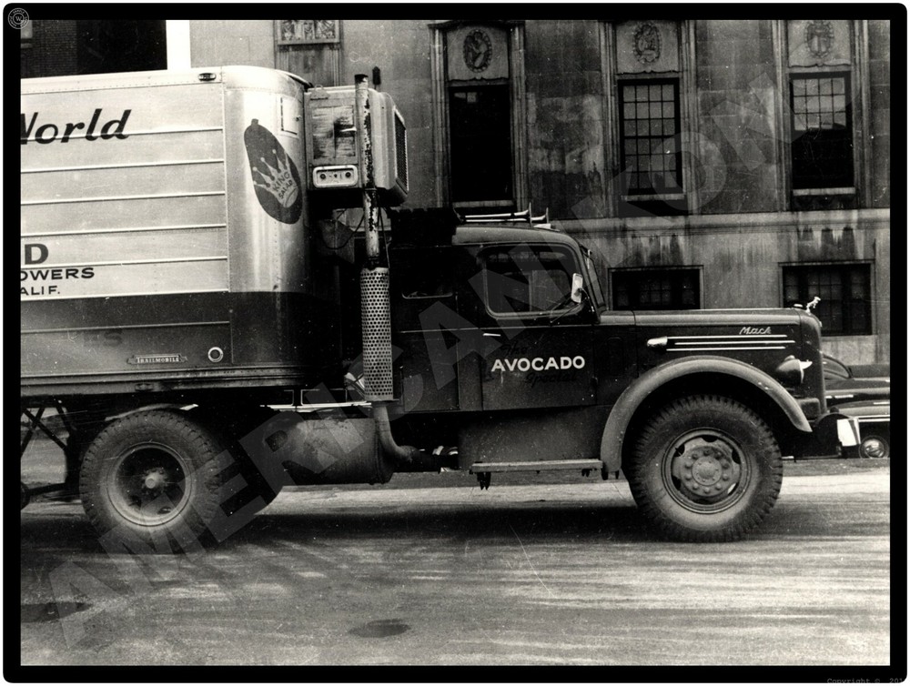 Vtg. Mack Trucks New Metal Sign: Chicago Street Scene Fruit Hauler Trailmobile