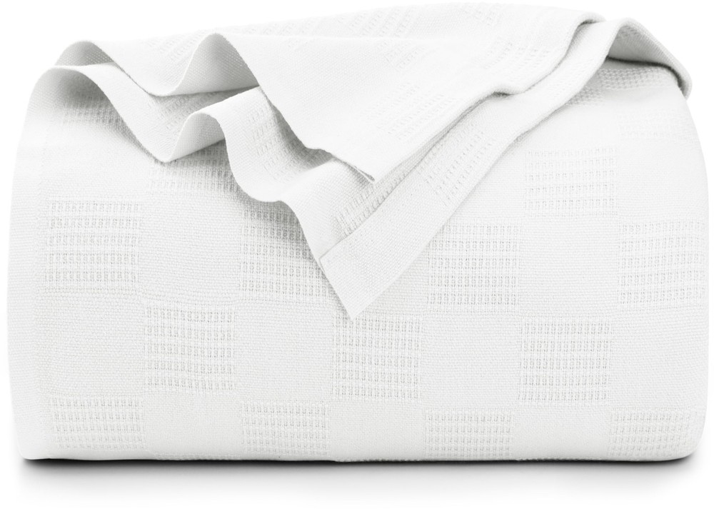 White King-Size 100% Cotton Blanket 90x108 Inch 350GSM Lightweight and Soft
