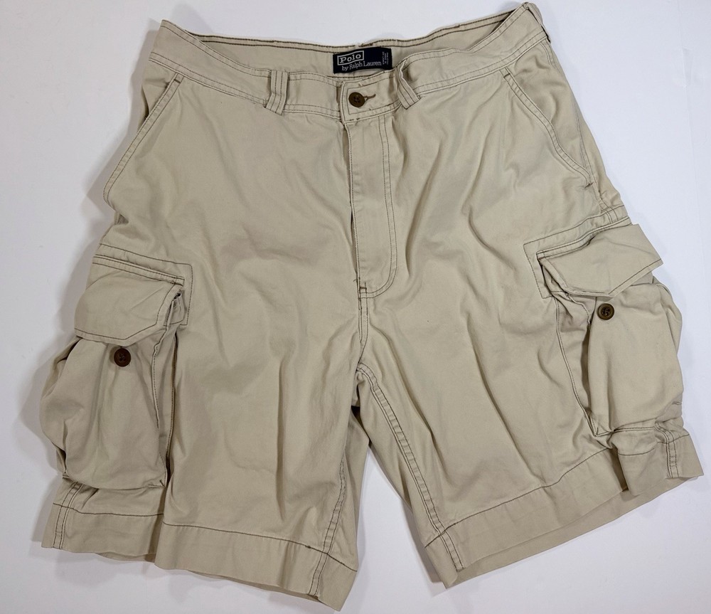 Polo Ralph Lauren Classic 67 Chino 100% Cotton Khaki Cargo Shorts Men’s 35