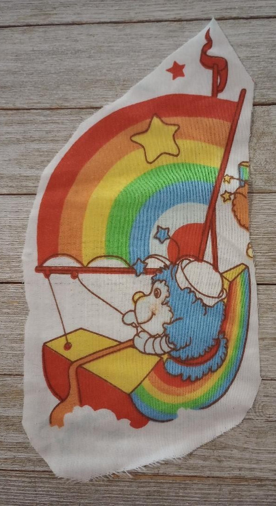 rainbow brite sprite boat fun fabric scrap 9 by 4.5 inch 1pc