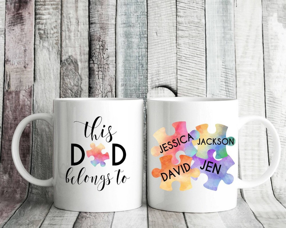 This Dad Belongs To Mug Personalized Mug Custom Gift For Dad Mug Kids Names
