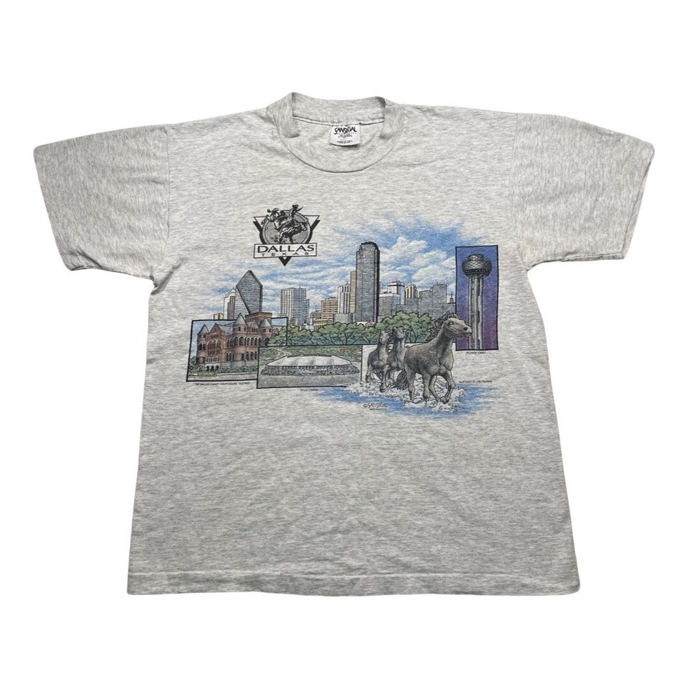 Vintage Dallas Texas Shirt Mens Med Gray San Segal City View Single Stitch