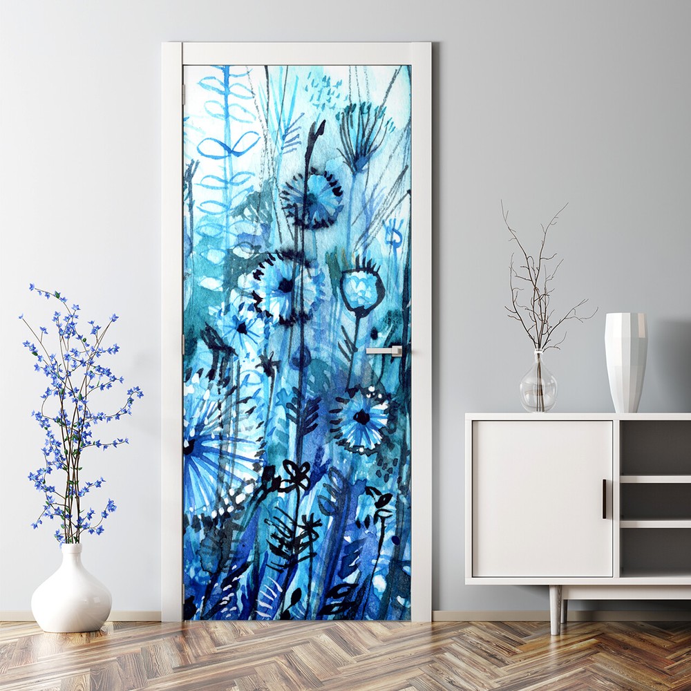 Bubble-free watercolor thicket door sticker perfect for nursery decor