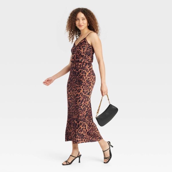 Women's Maxi Slip Skirt - a New Day™ Black/Brown Cheetah Print XXL