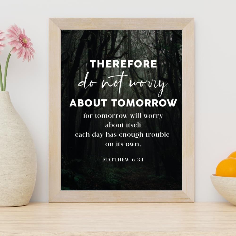 Matthew 6:31 Scripture Poster – Inspirational Bible Verse Print Unframed