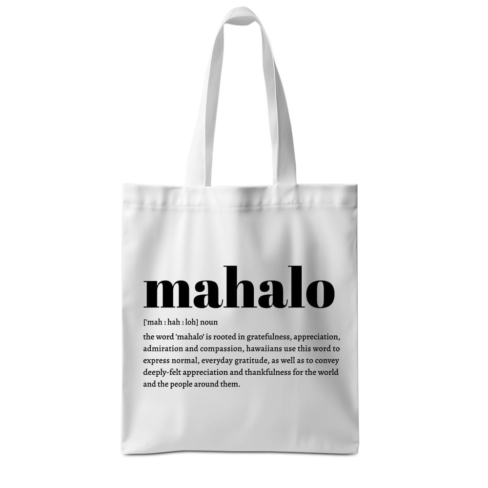 Mahalo Definition Tote Bag Hawaii Dictionary Beach Bag Motivational Hawaiian ...