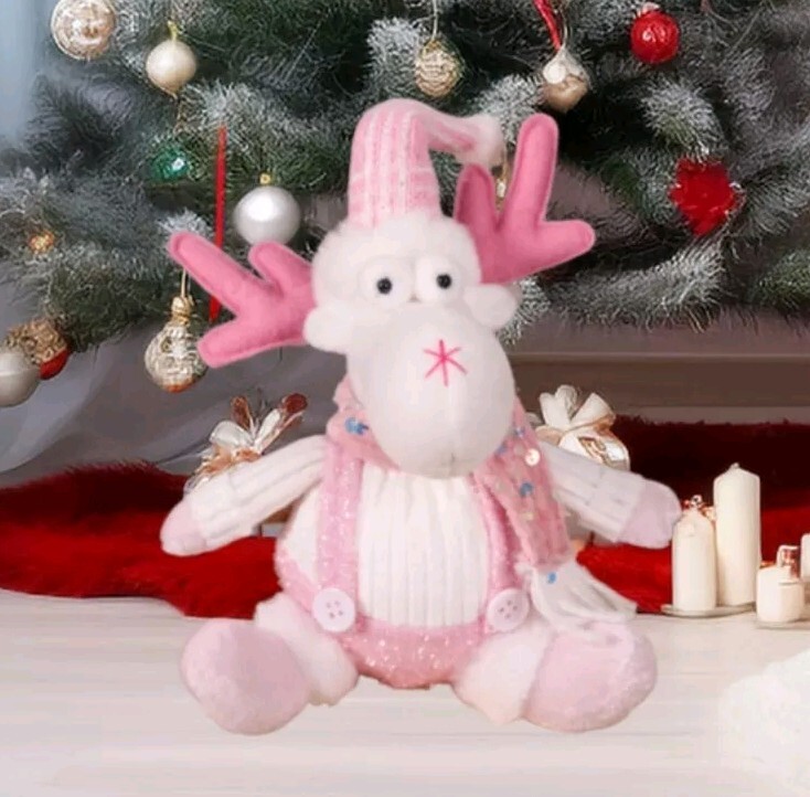 Pink Reindeer Plush Toy 9.84 in Tall