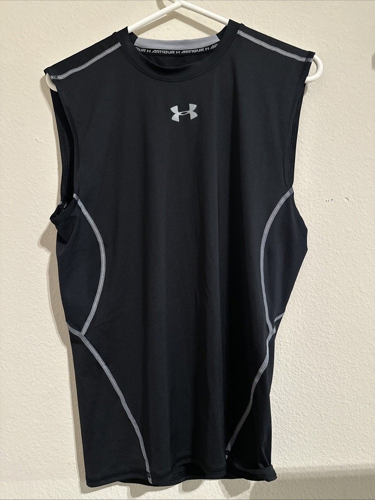 Under Armour Men's Sleeveless Tank Top Large Blue, Compression Heat Gear