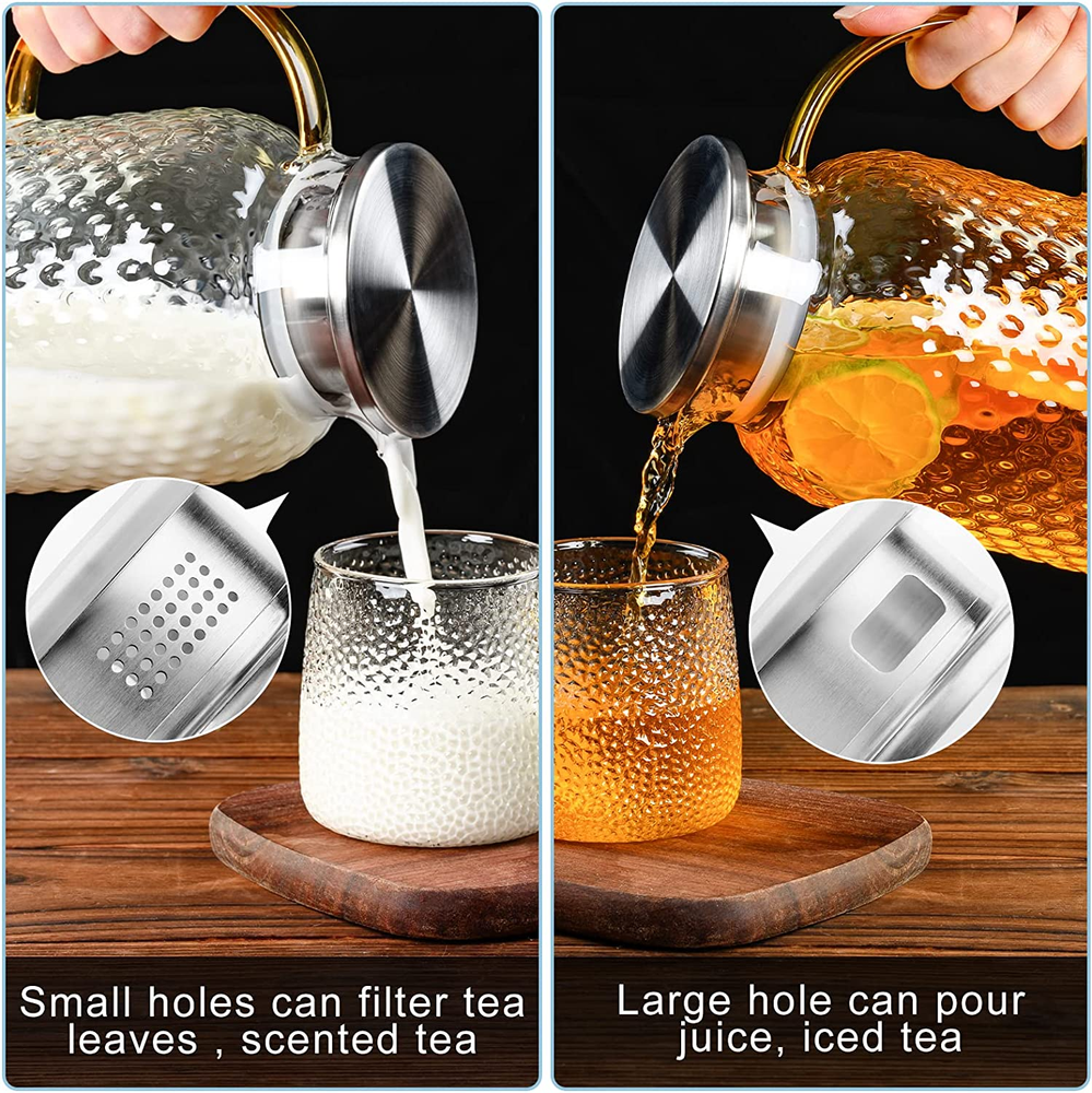 Squama 64 Oz Glass Pitcher for Water and Iced Tea with Lid