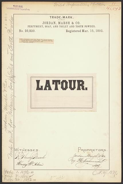 Photo:Jordan Marsh amp Co Latour brand Perfumery Soap Toilet Tooth Powder