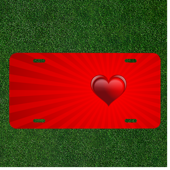 Custom Personalized License Plate Car Tag With Plate Banner Red Heart Love