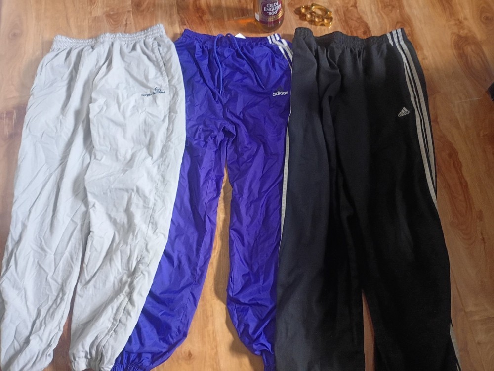 adidas & Sergio Tacchini Men's Track Pants Lot M Black Blue Gray Mesh