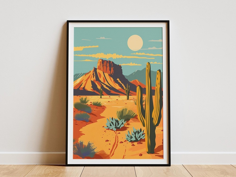 Chile Desert Landscape Minimalist Poster Desert Art Print Botanical Wall Art