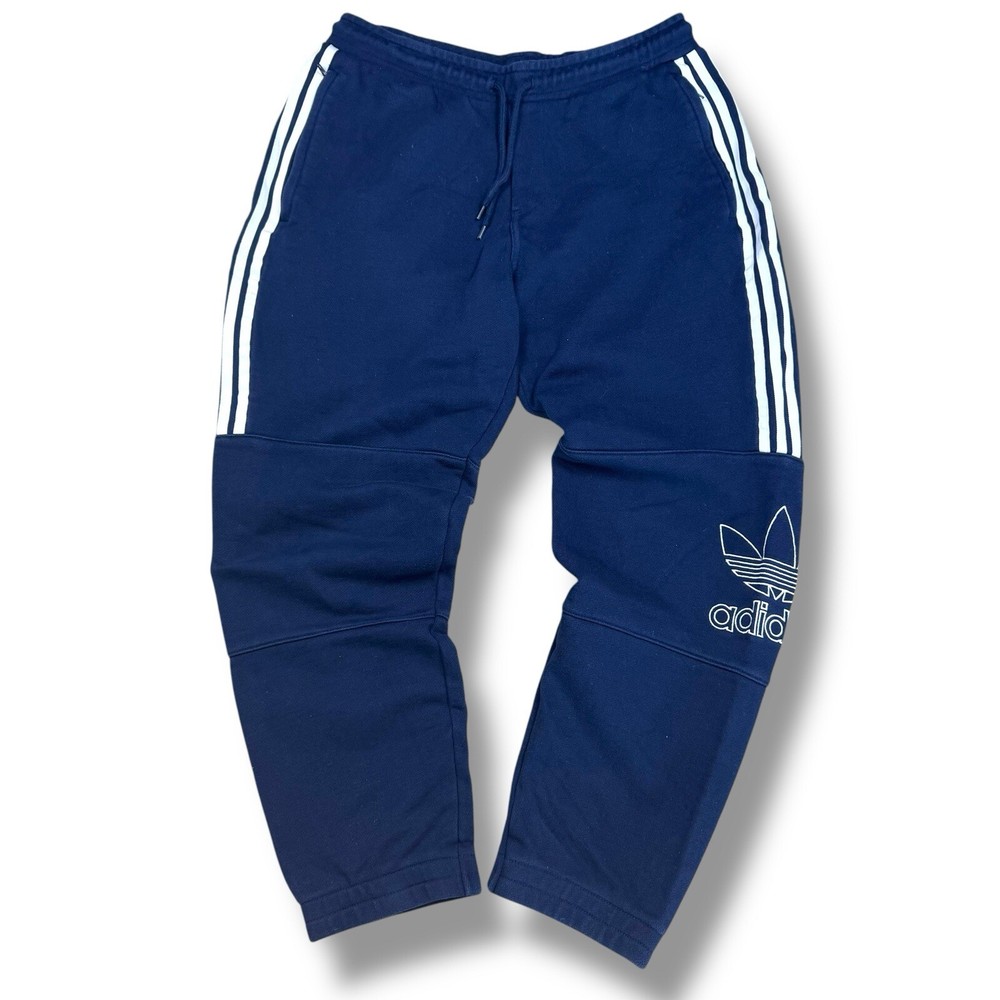 Adidas Originals Outline Pants Casual Heavyweight Navy Logo Men Size Large Retro