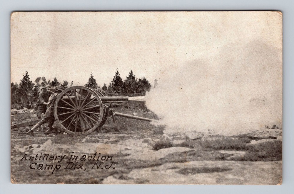 Camp Dix NJ-New Jersey, Artillery In Action US Military Antique Vintage Postcard