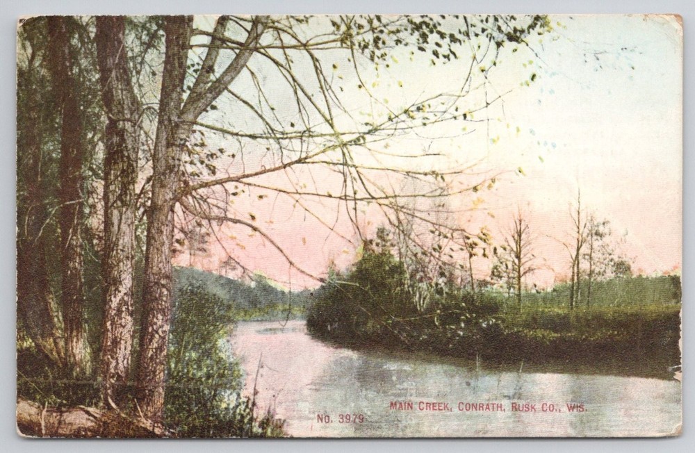 Main Creek Conrath, Rusk Co, Wisconsin 1913 Divided Back Postcard