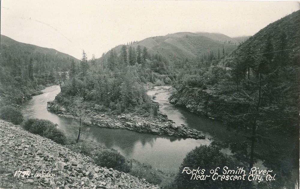 Vintage RPPC Forks of Smith River near Crescent City, California Photo Postcard