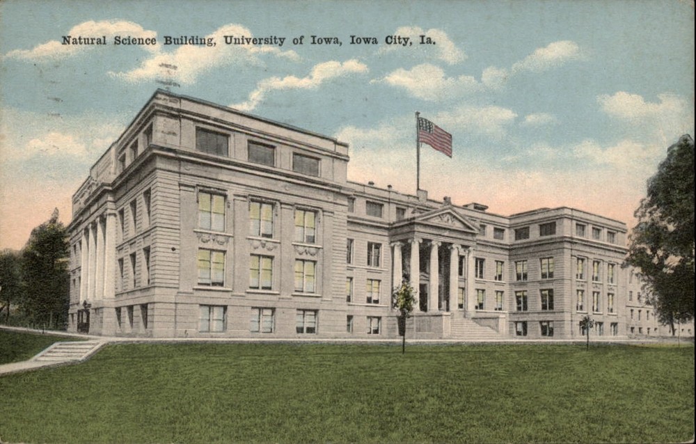 Iowa City Iowa University of Iowa Natural Science Building ~ 1941 linen postcard