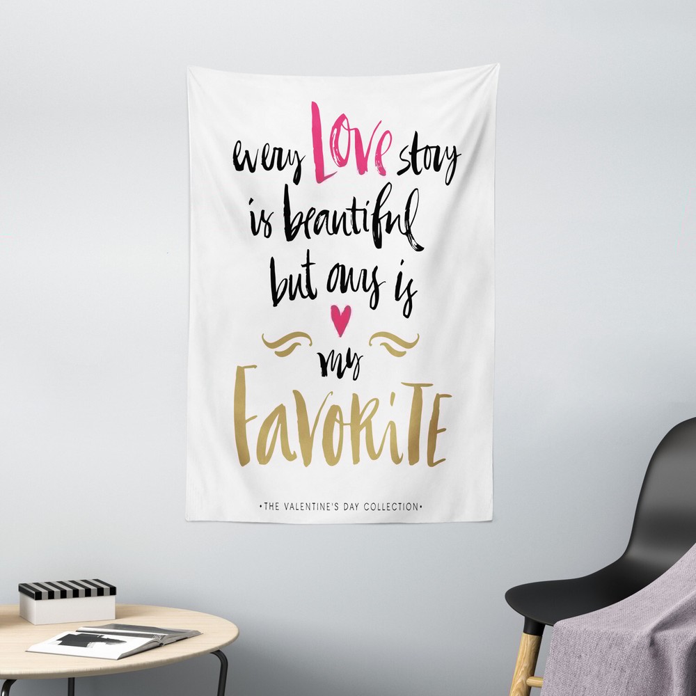 Valentines Day Tapestry Romantic Quote Print Wall Hanging Decor
