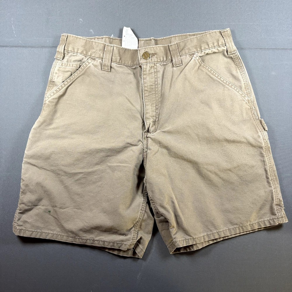 Vintage Carhartt Canvas Carpenter Shorts Brown B144-LBR Sz 34 Workwear Gorpcore