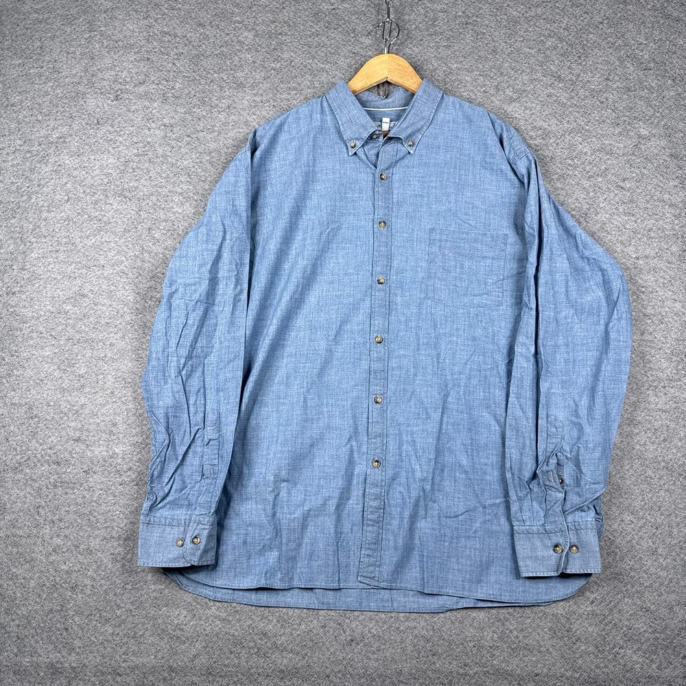 Peter Millar Shirt Mens 2XL XXL Blue Chambray Button Up Long Sleeve Casual