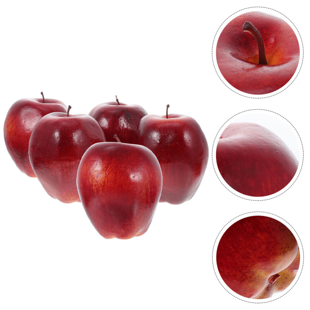 5 Pcs Fake Apples for Display Simulation Fruit Model