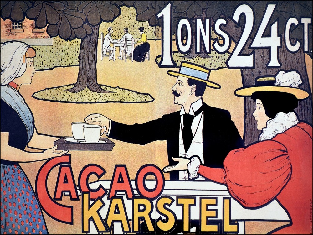 Cacao Karstel Nouveau Ad Decoration Poster.Home Cafe Art Design print. 3870