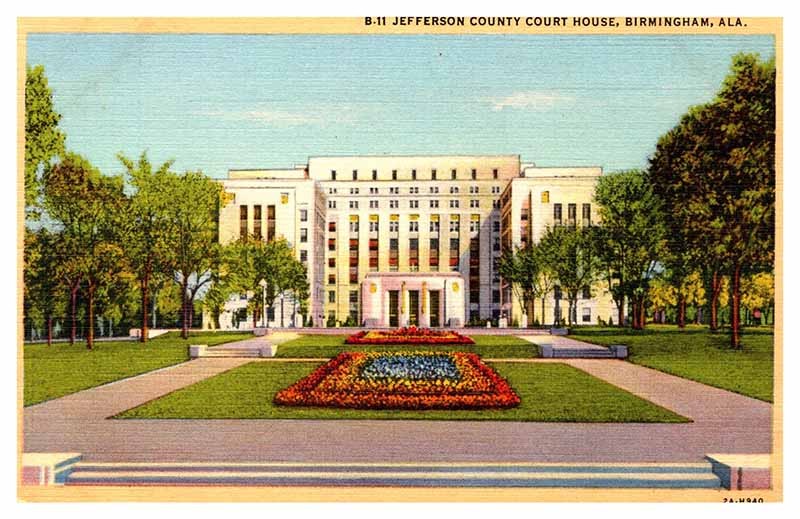 Postcard COURT HOUSE SCENE Birmingham Alabama AL m/09 AQ7888