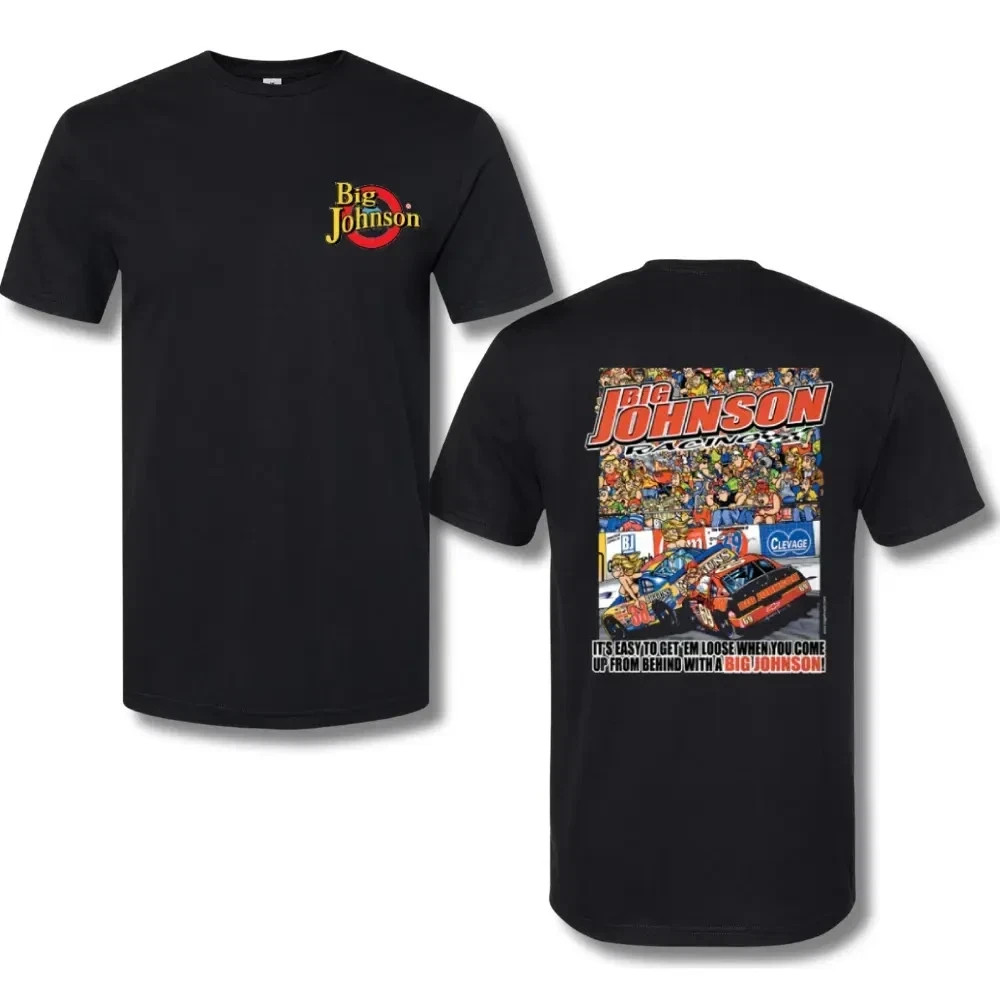 Big Johnson Racing T-Shirt, Funny 2-Sided Graphic Tee for Car Enthusiasts