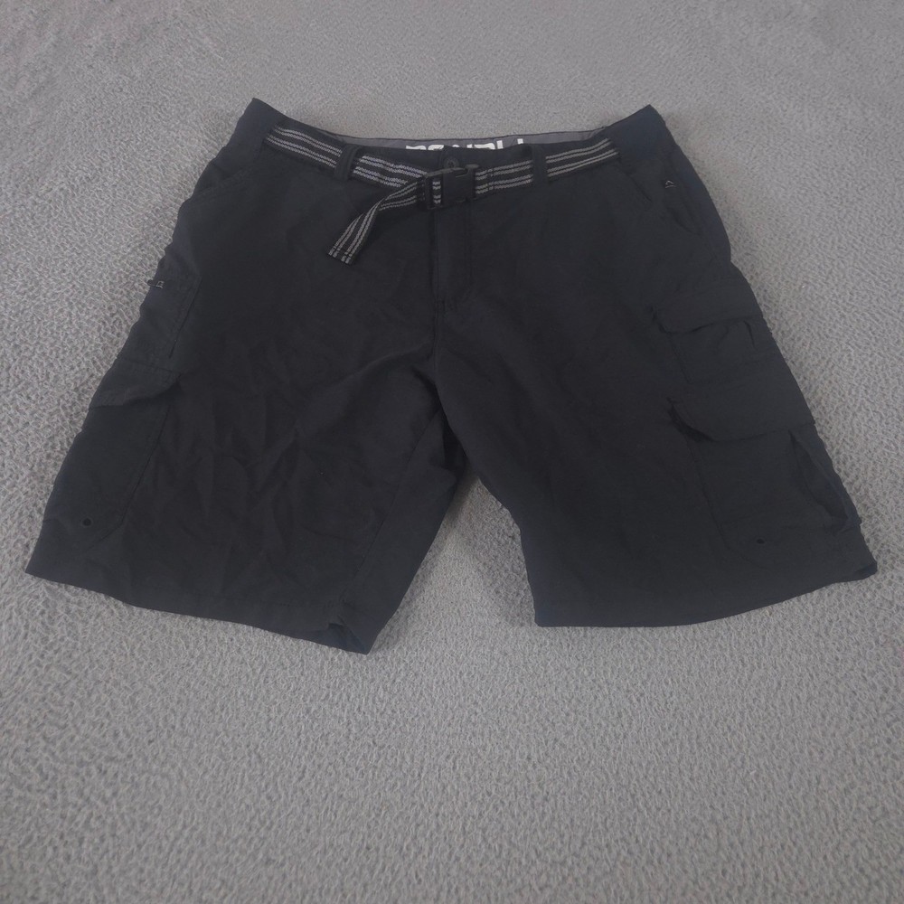 Denali Shorts Mens 38 Black Lightweight Microfiber Hybrid Belted Utility Cargo