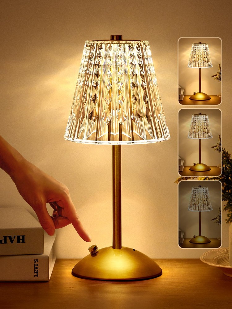 Rechargeable 2000mAh Cordless Touch Lamp with 3 Color Modes & Dimmer