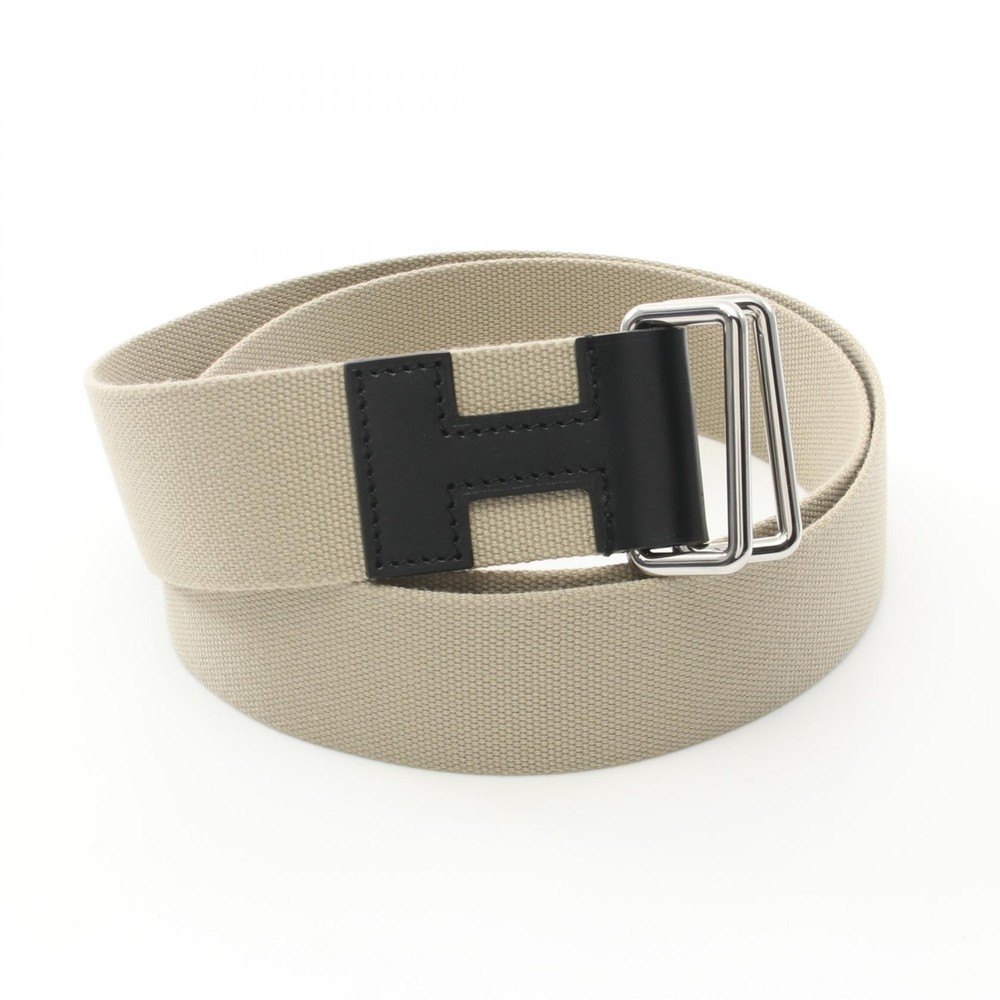 HERMES Nomade 40 belt ceinture B SBMI140IA hunter leather Beige Black Used SHW