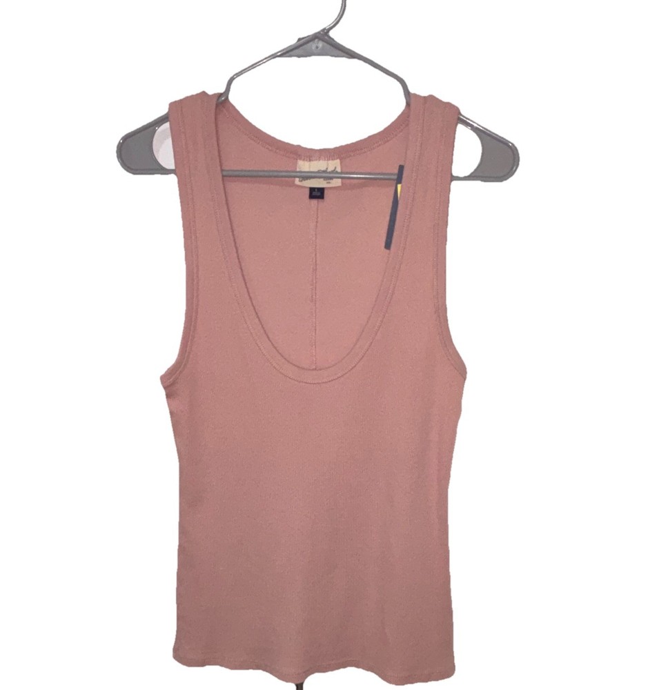 Universal Thread Blush Solid Ribbed Knit Summer Tank Top Sleeveless Scoop Neck