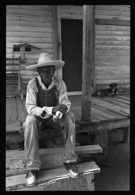 Photo:Selma Alabama 1968 Negro Farmer Co-op Young Man Farmhouse Porch