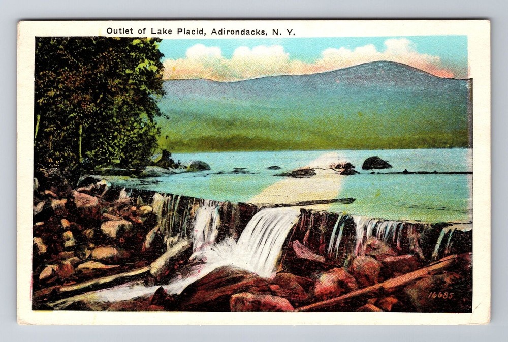 Adirondacks NY-New York, Outlet of Lake Placid, Antique Vintage Postcard